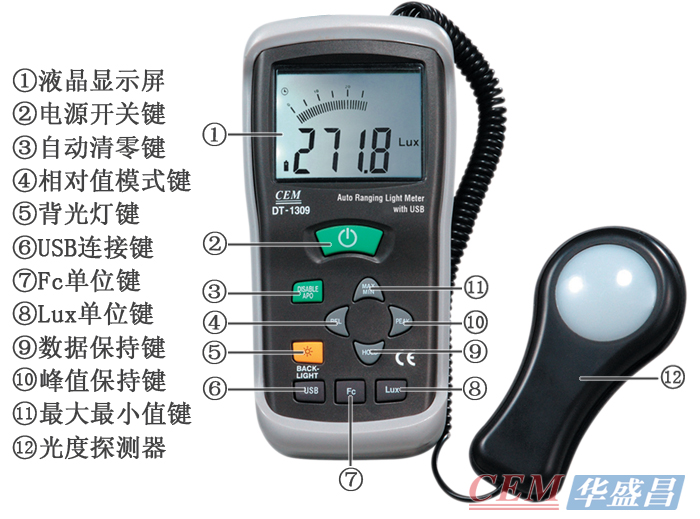 CEM华盛昌DT-1309数字光度计