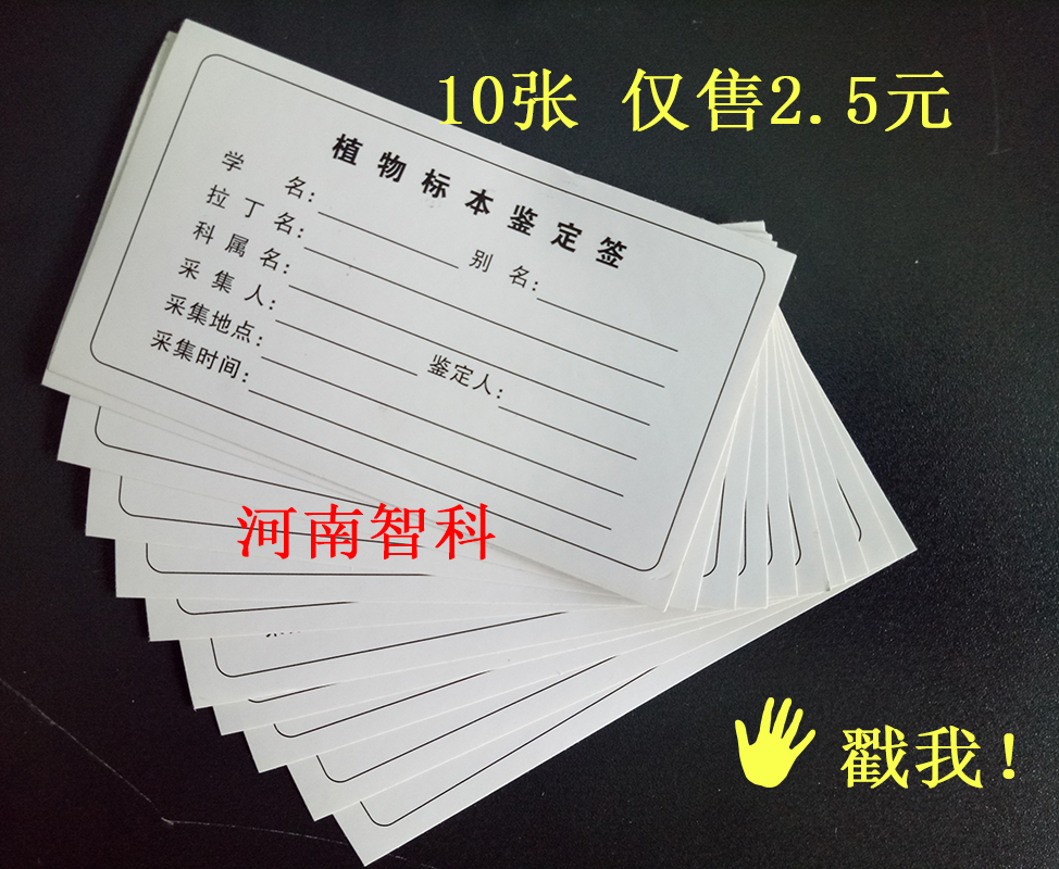 植物鉴定标签,植物标本采集标签,标签