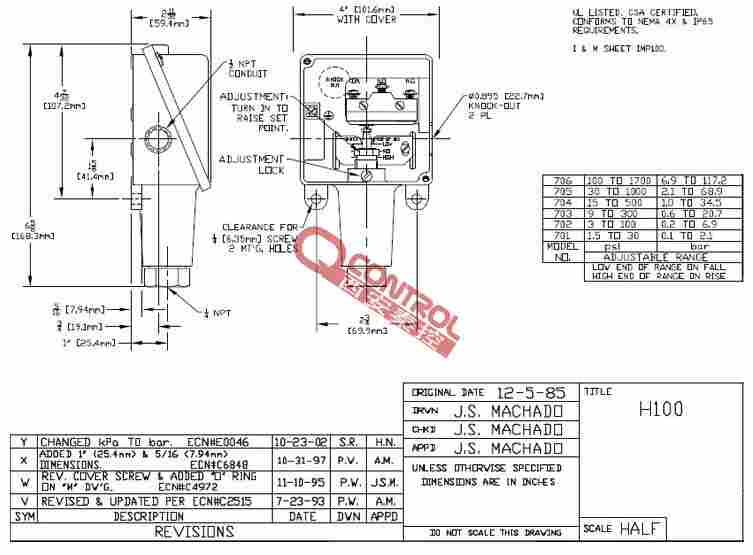 美国UE机械开关H100-706-M201设定值调试