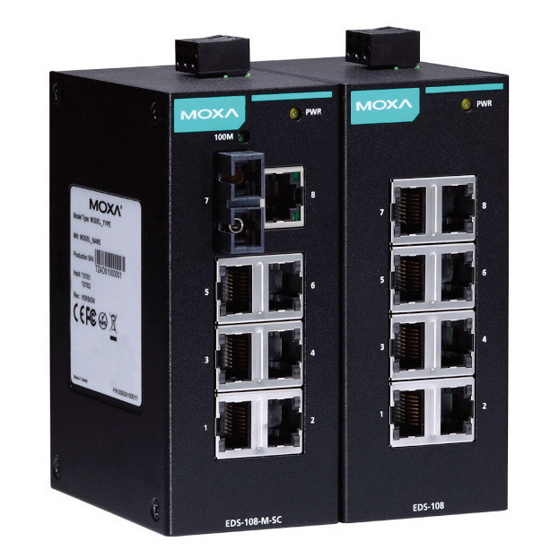MOXA EDS-108 入门级八口百兆非网管型工业以太网交换机