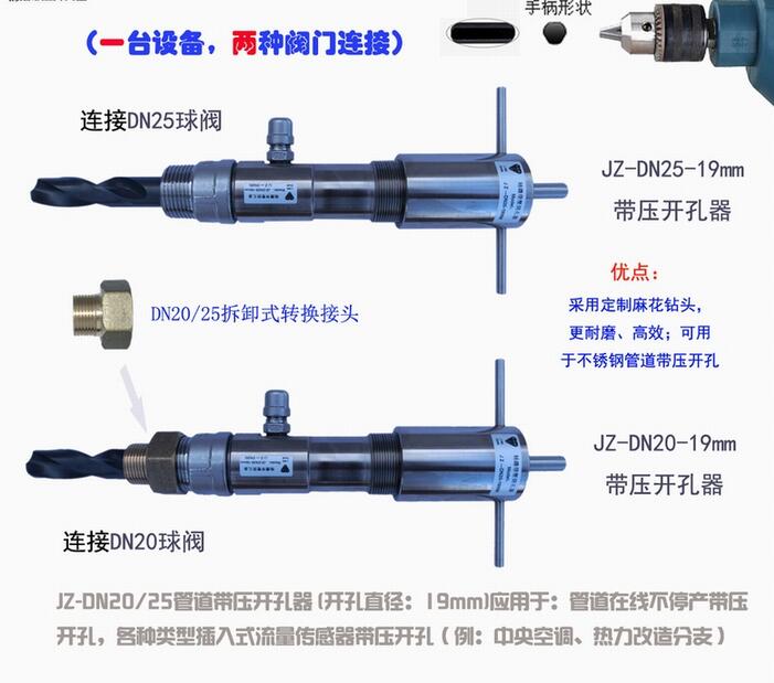 廣州斯清泰JZ-DN20插入式溫度傳感器帶壓開孔器