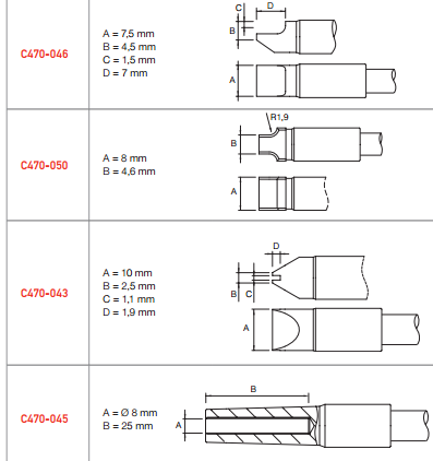 JBC-C470-10/47特殊烙鐵頭用于T470焊筆和HT470導(dǎo)熱鑷夾