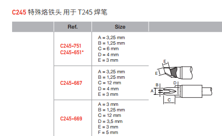 JBC-C245-651/772特殊烙铁头用于T245焊笔