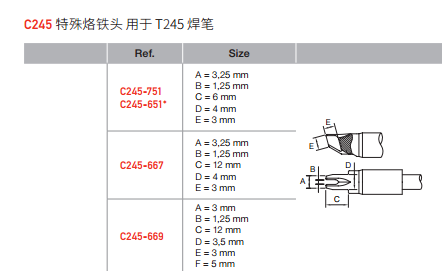 JBC-C245-651/772特殊烙鐵頭用于T245焊筆