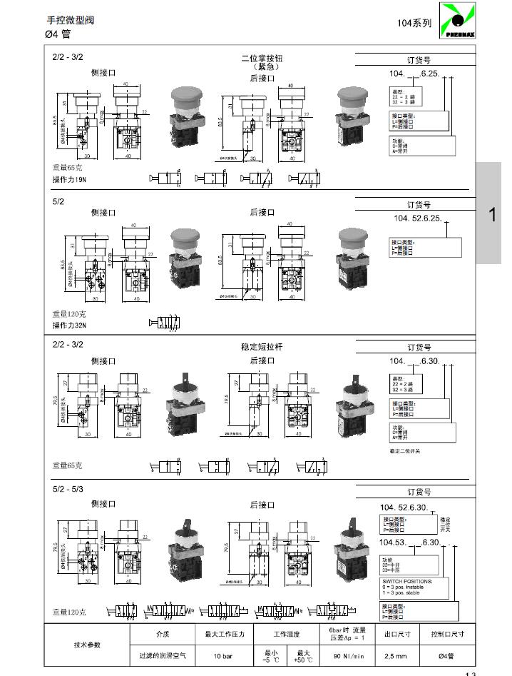 意大利PNEUMAX機(jī)控閥104.32.0.1.PC104.32.0.1.PA