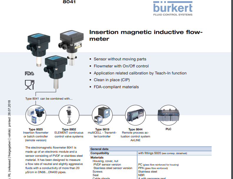 burkert 8041電磁流量計(jì)