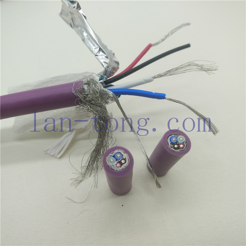 紫色PLC總線電纜canopen通訊線纜devicenet通信線2*22awg+2*24awg