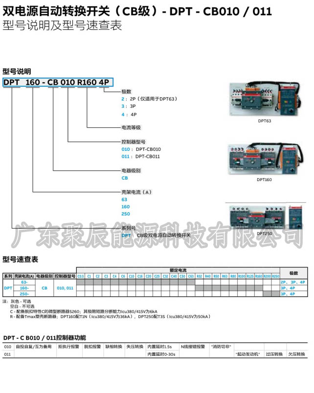 ABB DPT-CB010系列雙電源自動(dòng)轉(zhuǎn)換開(kāi)關(guān) DPT63-CB010 C0.5 2P