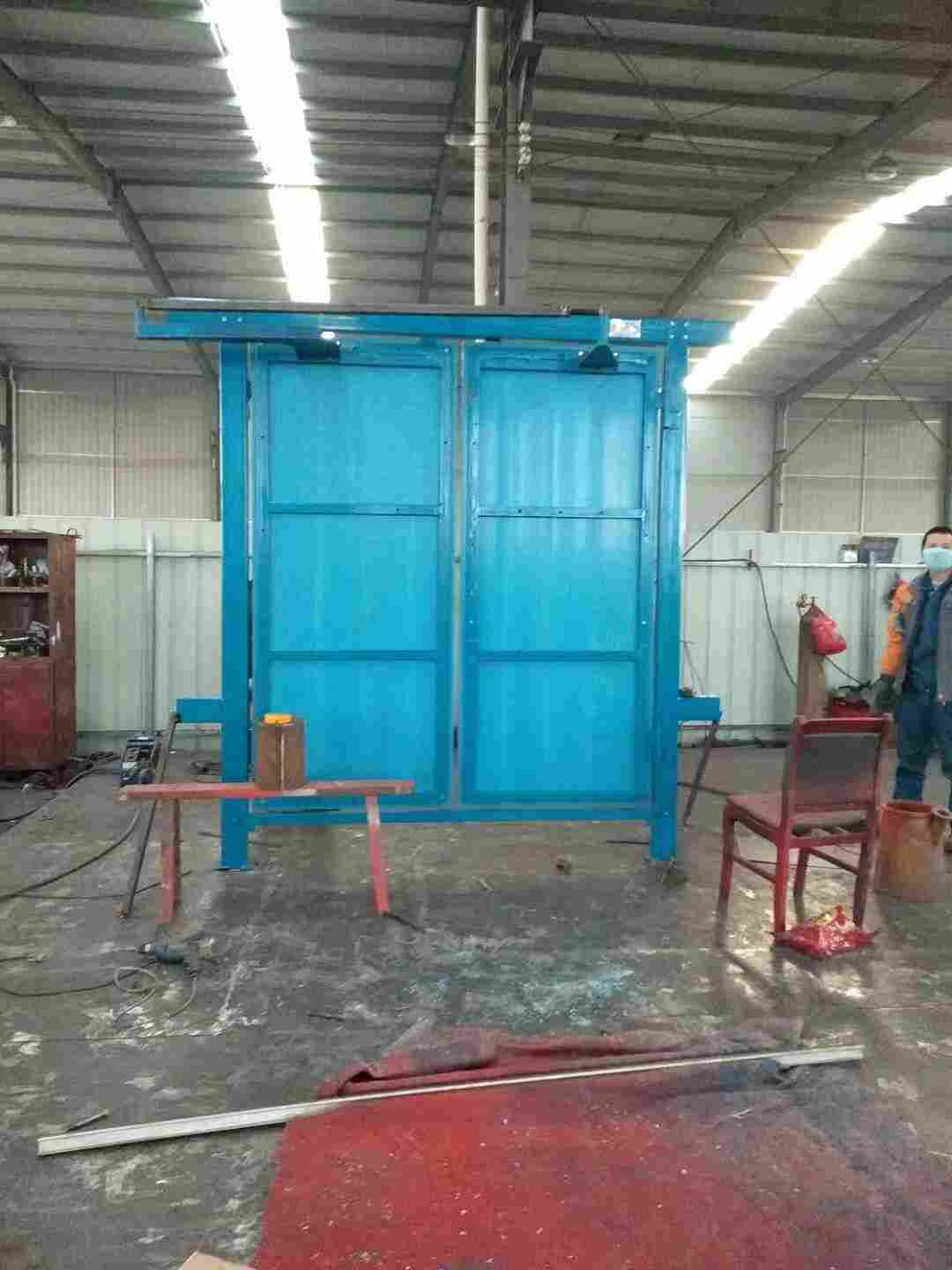 矿用气控双向高分子复合板材无压风门摇臂连杆控制系统