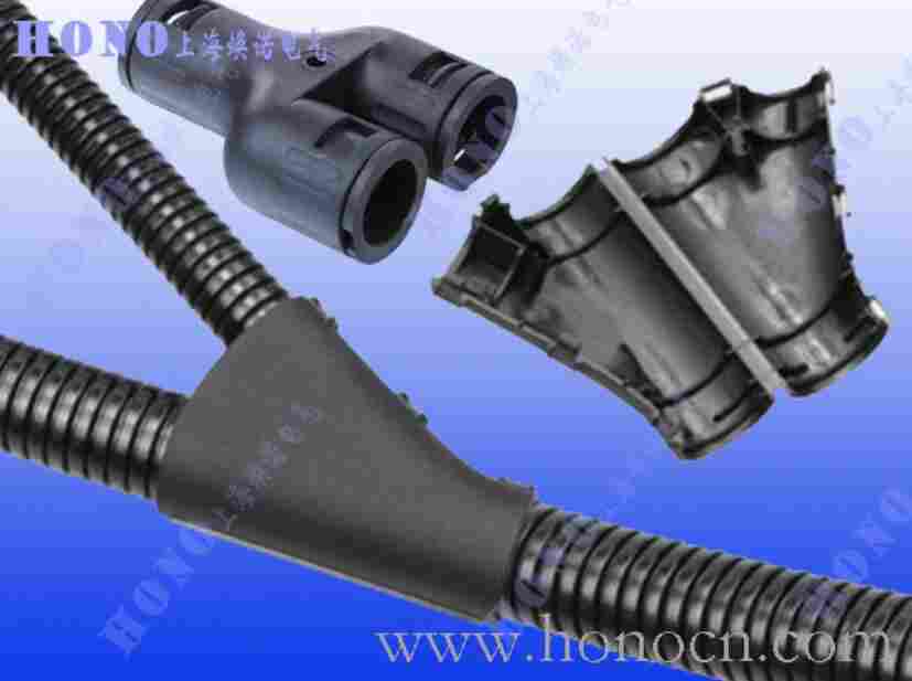 上海焕诺电气HONO尼龙波纹软管Y型接头 塑料软管T型三通 尼龙波纹软管Y型三通快速接头