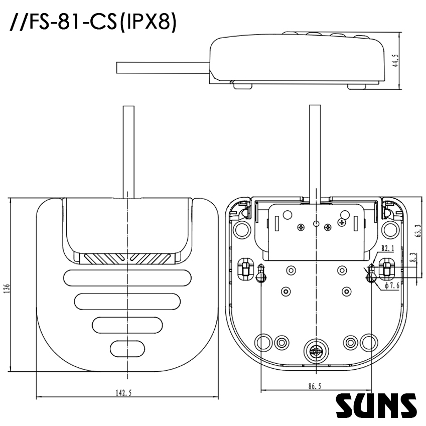 激光設備腳踏開關SUNS美國三實FS81-CS防水醫(yī)療腳踏開關