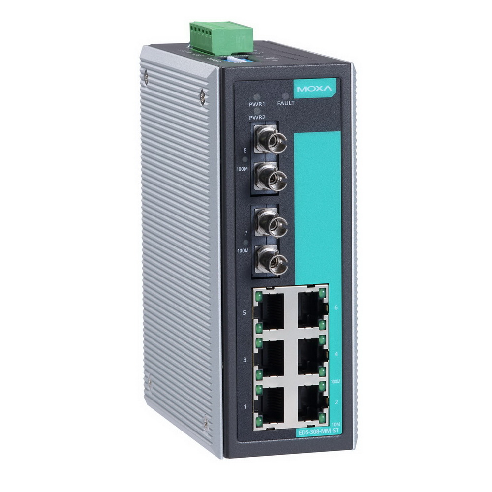 MOXA EDS-308-MM-ST 二光六电百兆非网管型工业以太网交换机