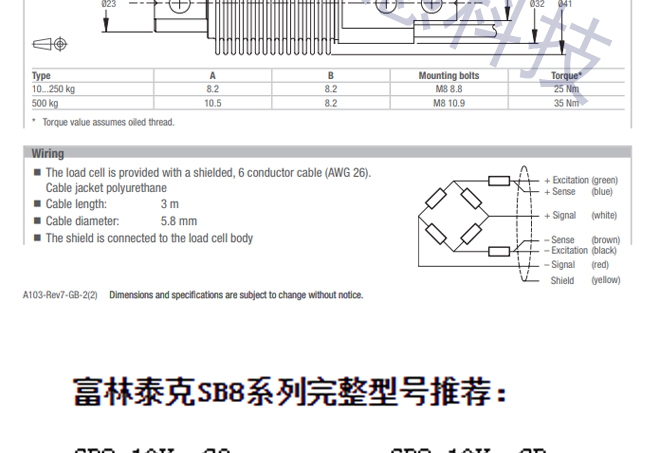 德國富林泰克不銹鋼稱重傳感器SB8-10Kg-C3-S