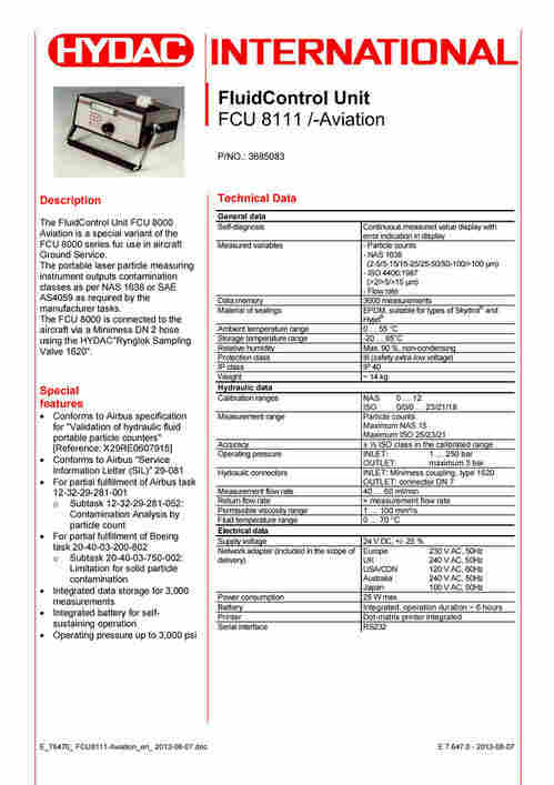 HYDAC 油液检查箱 FCU2210-4