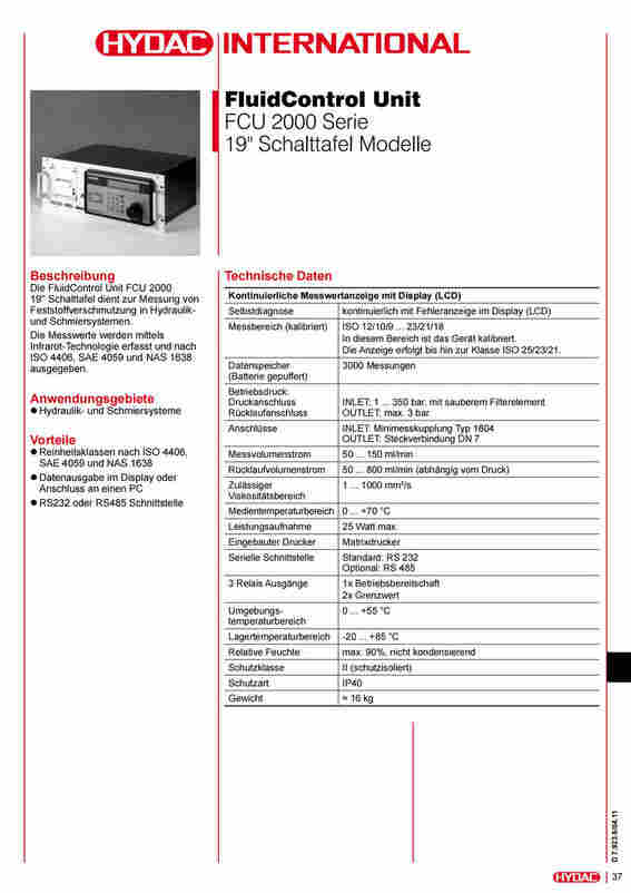 HYDAC 油液检查箱 FCU2111-1