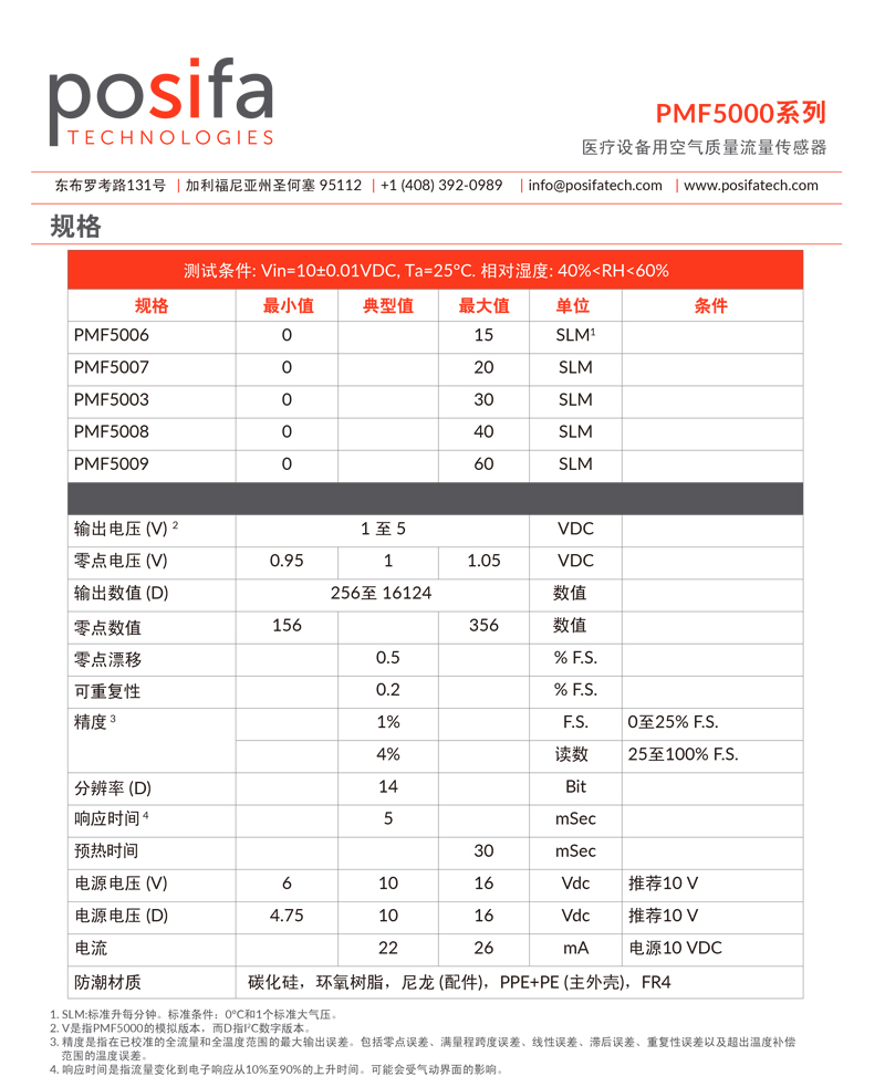 POSIFA博思发气体流量传感器PMF5000