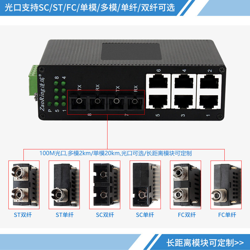 高清網(wǎng)絡監(jiān)控項目導軌式非管理型交換機百兆2光6電POE供電光纖收發(fā)器工業(yè)交換機