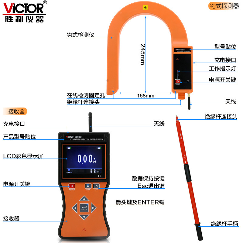 VC9000D 无线高压线路钳形电流表