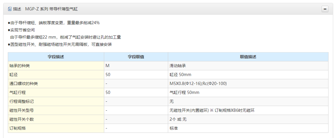 SMC氣缸MGPM50-50Z