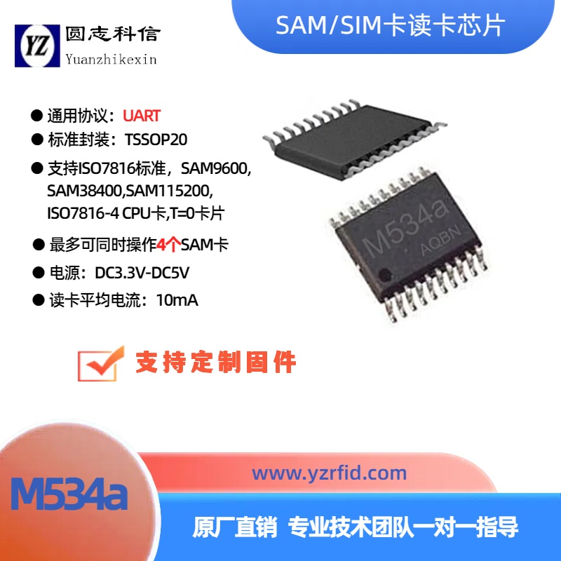 ROHS2.0 M534x SAM/SIM卡讀寫(xiě)卡芯片-圓志