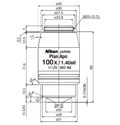 NIKON   尼康  CFI Plan Apochromat NCG 100X  生物顯微鏡用物鏡