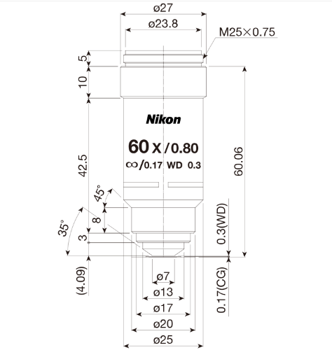 NIKON   尼康  CFI Achromat 60X  生物顯微鏡用物鏡