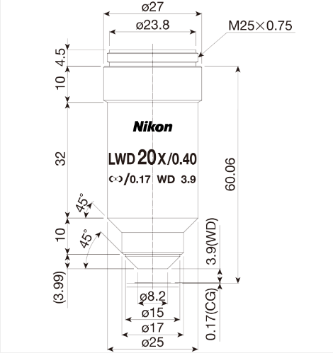 NIKON   尼康  CFI Achromat LWD 20X    生物顯微鏡用物鏡