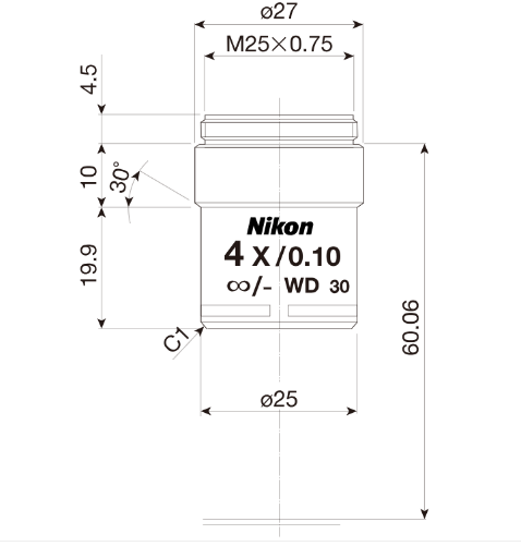 NIKON   尼康   CFI Achromat 4X  生物顯微鏡用物鏡