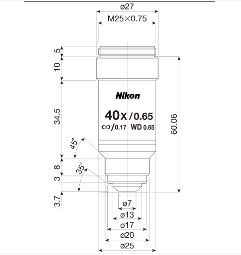 NIKON   尼康   CFI Achromat DL 40X   生物顯微鏡用物鏡