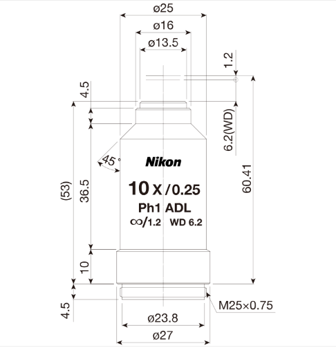 NIKON   尼康    CFI Achromat ADL 10XF   生物顯微鏡用物鏡