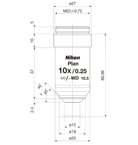 NIKON   尼康   CFI Plan Achromat 10X 生物顯微鏡用物鏡