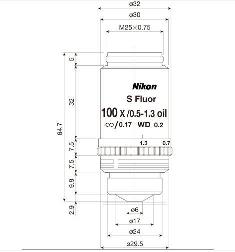 NIKON   尼康   CFI Super Fluor 100XS 生物顯微鏡用物鏡