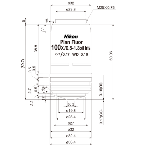 NIKON   尼康   CFI Plan Fluor 100XS  生物顯微鏡用物鏡
