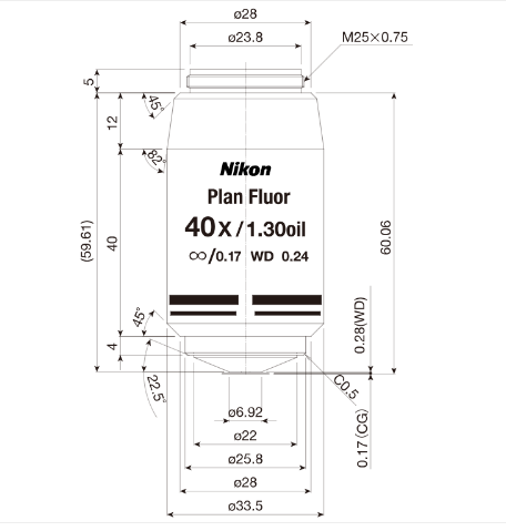 NIKON   尼康    CFI Plan Fluor 40X   生物顯微鏡用物鏡