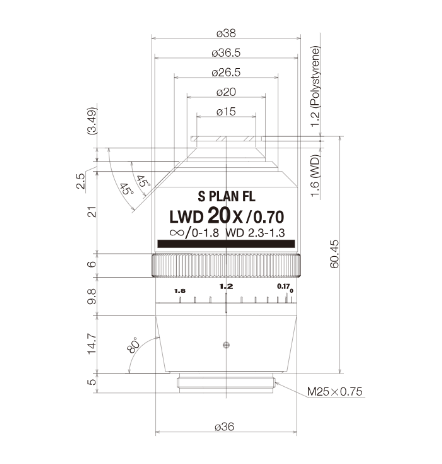 NIKON   尼康  CFI S Plan Fluor LWD ADM 20XC 生物顯微鏡用物鏡