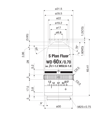 NIKON   尼康  CFI S Plan Fluor ELWD ADL 60X 生物顯微鏡用物鏡