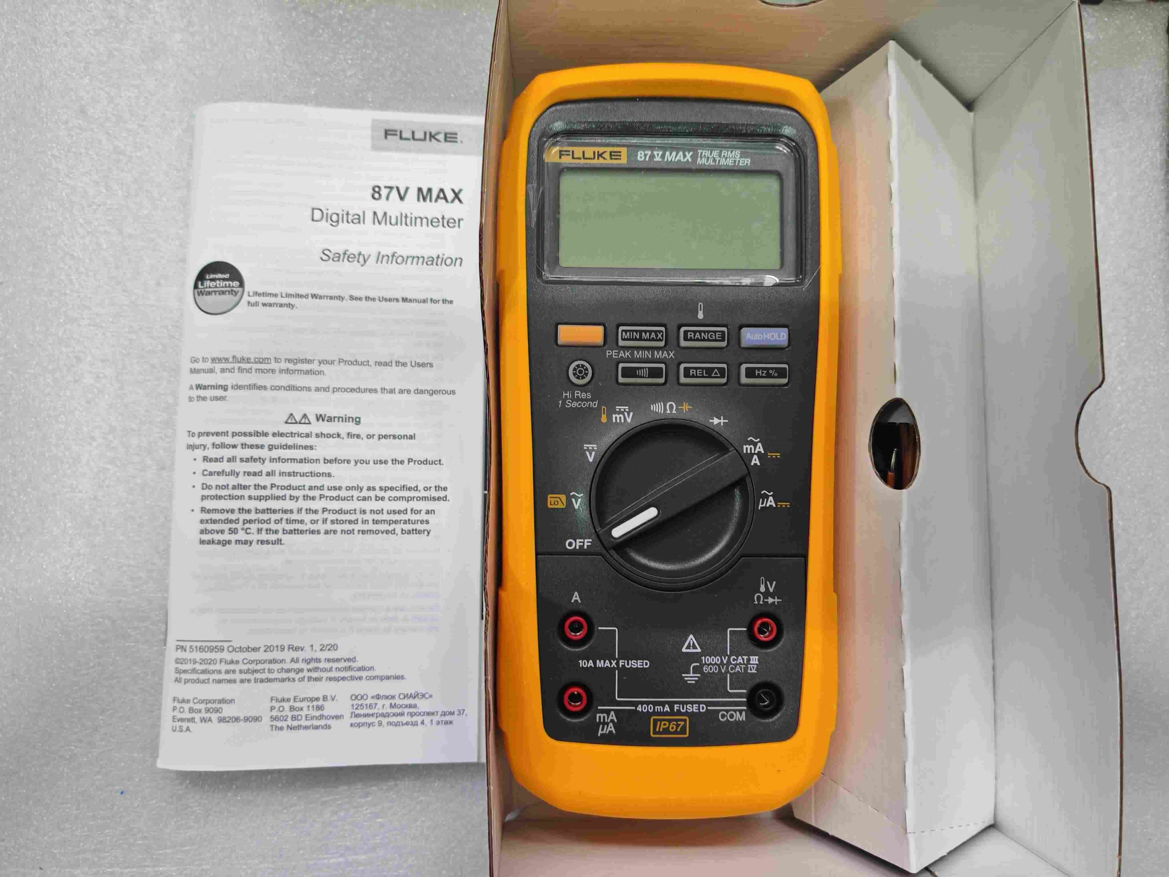 (议价)福禄克 87V MAX 工业真有效值万用表 IP67 防水 4 米抗摔电工表		