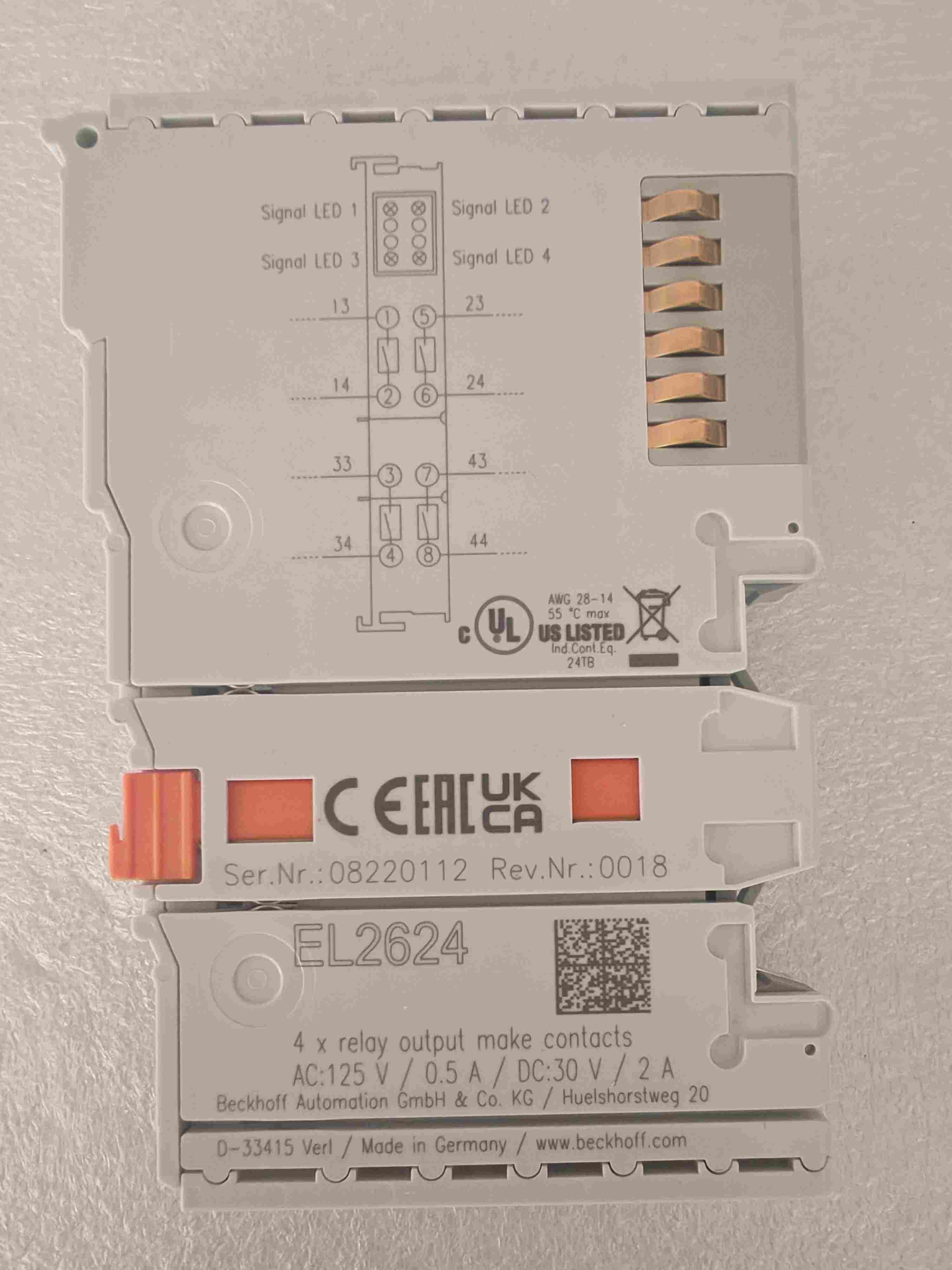 (议价)倍福 EL2624 EtherCAT 端子 4 通道无源继电器输出模块 PLC 数字量输出单